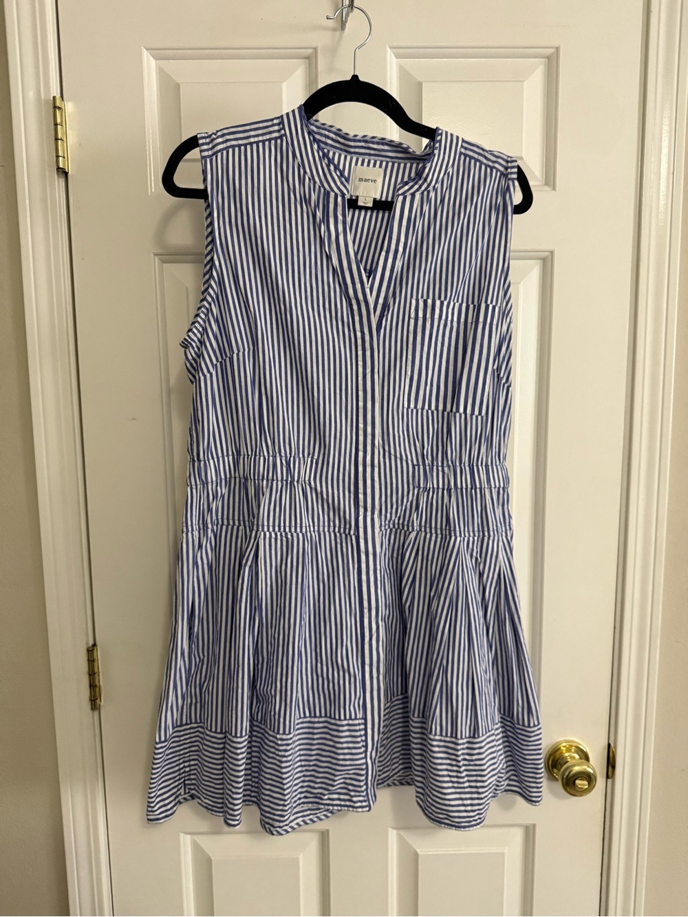 Anthropologie Blue and White Striped Shirt Dress